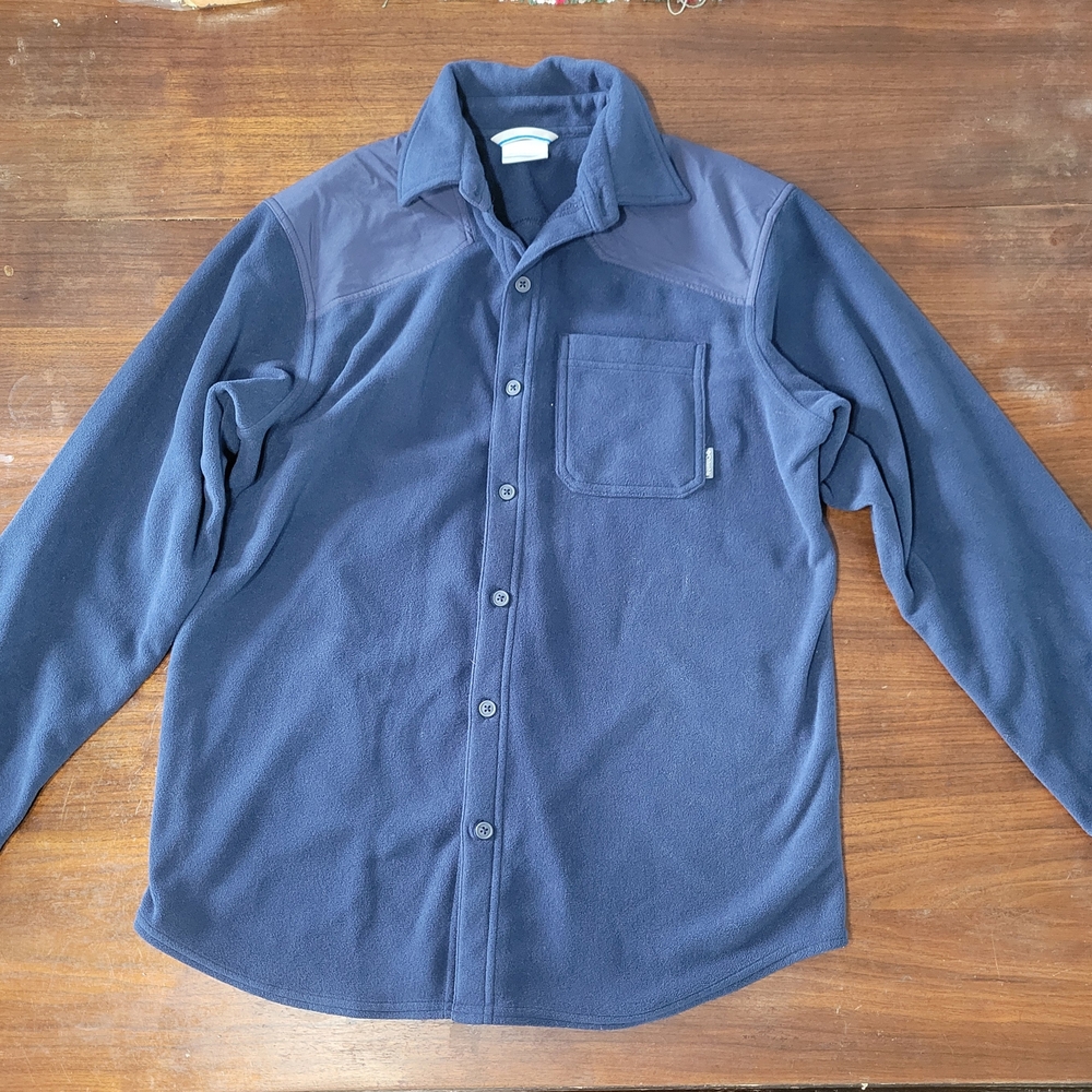 Navy Button-Up Fleece Shirt